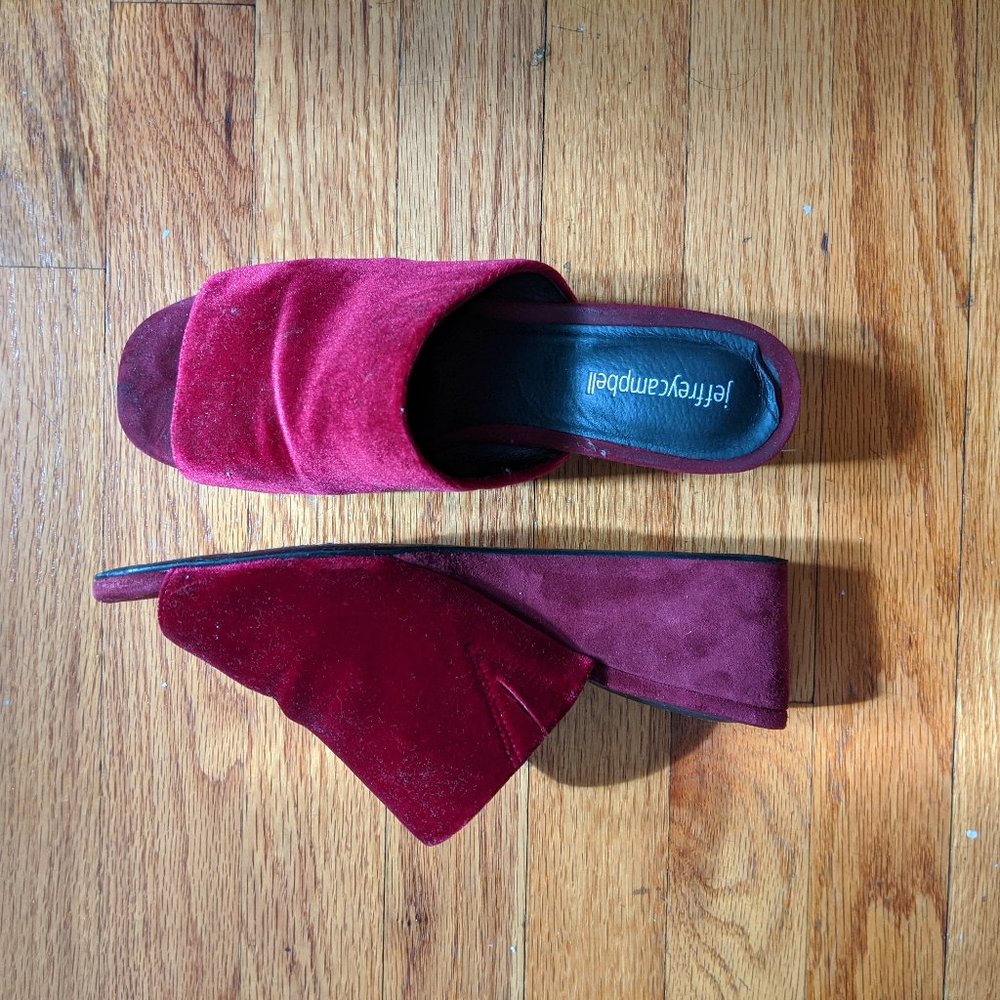 Jeffrey Campbell Burgundy Velvet Wedges